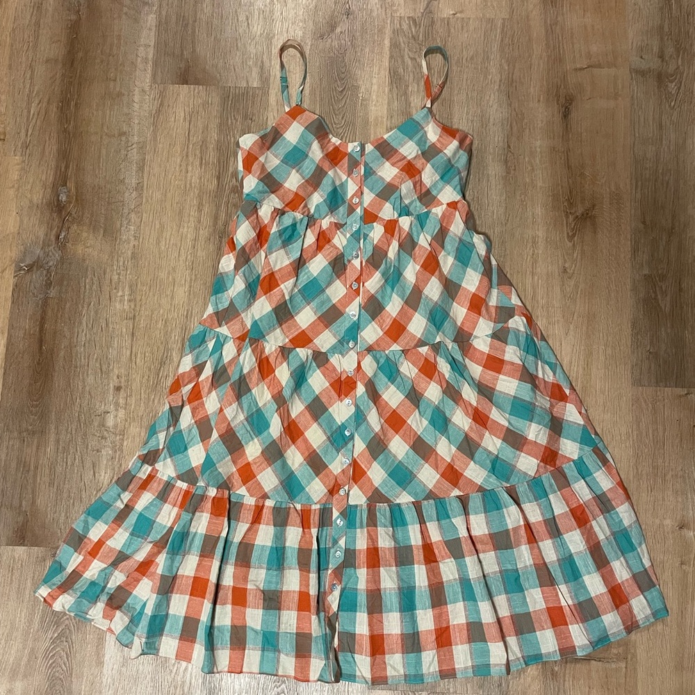 100% Cotton Plaid Button-Down Sundress